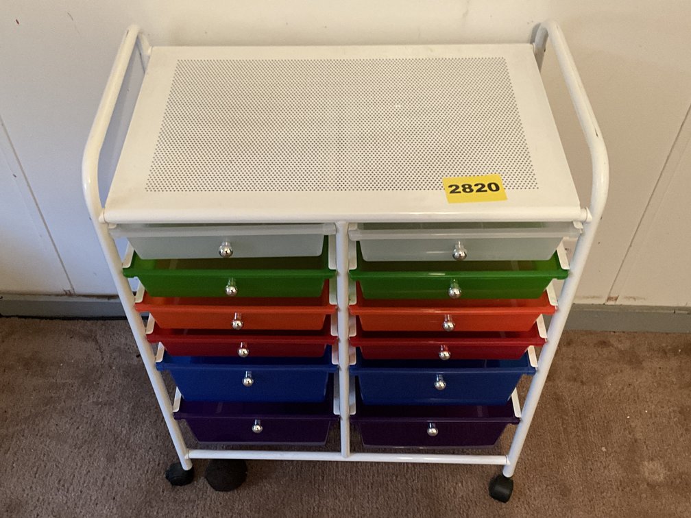 Metal Hobby Craft Cart & Black Foot Stool 