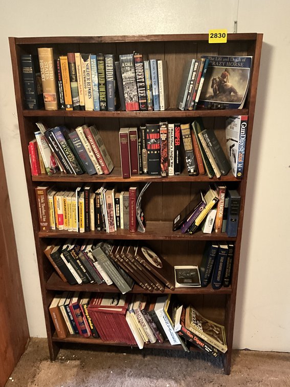 Wood Book Shelf & Books - War & Gun Books 