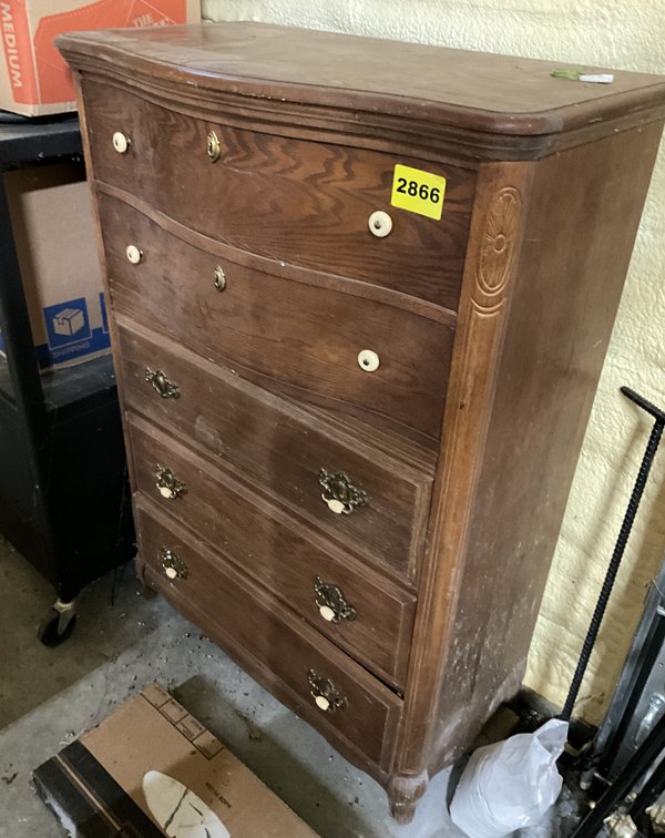 Solid Wood 5 Drawer Chest Of Drawers- 
