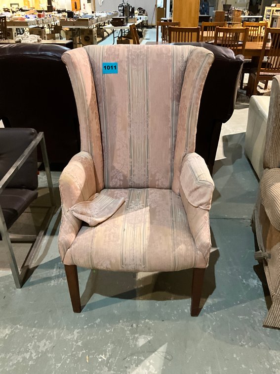 Floral And Striped Wingback Armchair