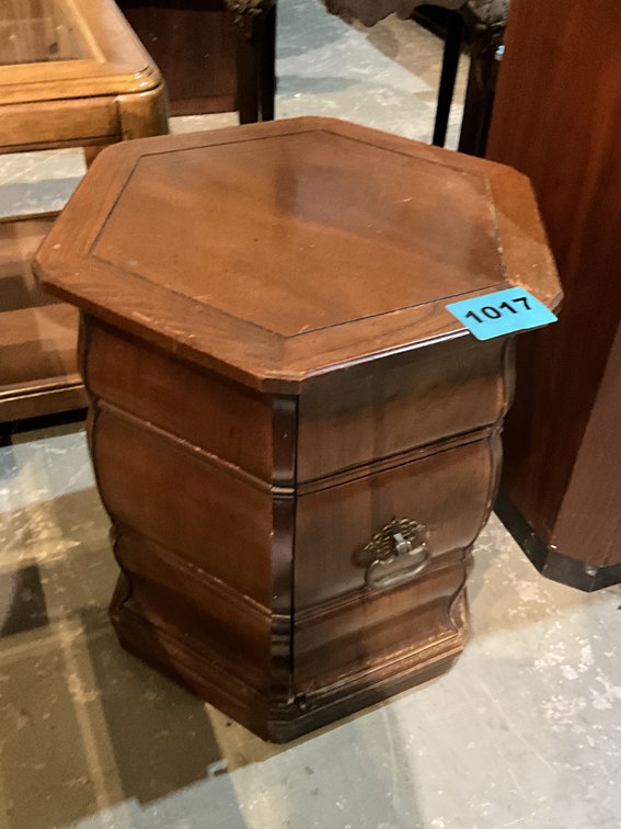 Vintage Hexagonal Wooden End Table