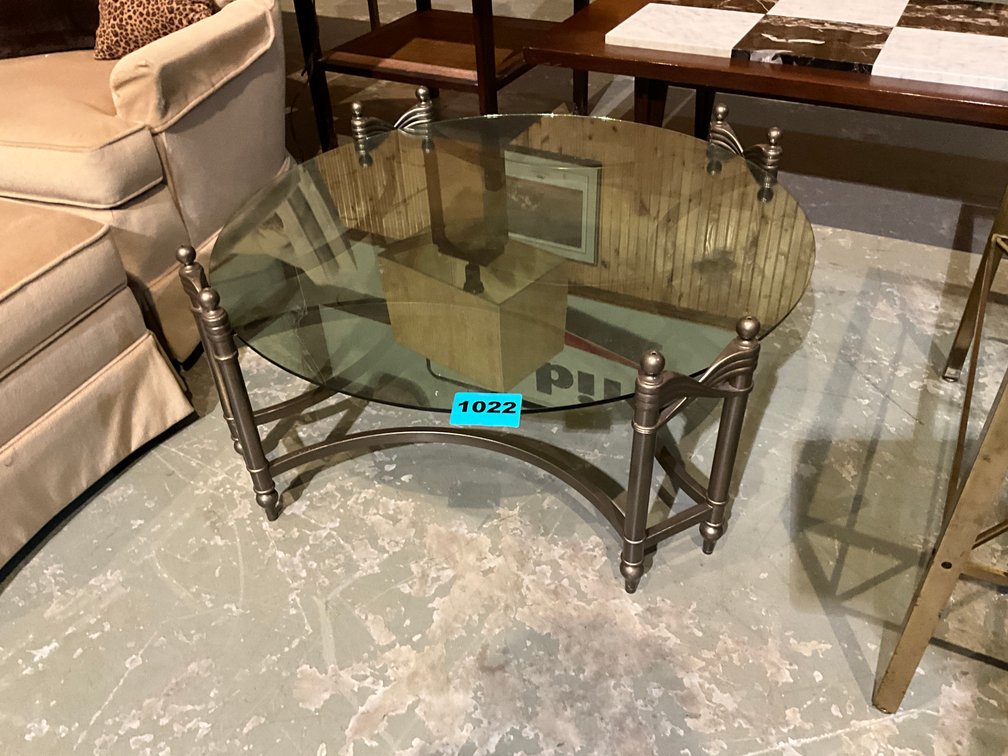 Vintage Hexagonal Brass Glass Coffee Table