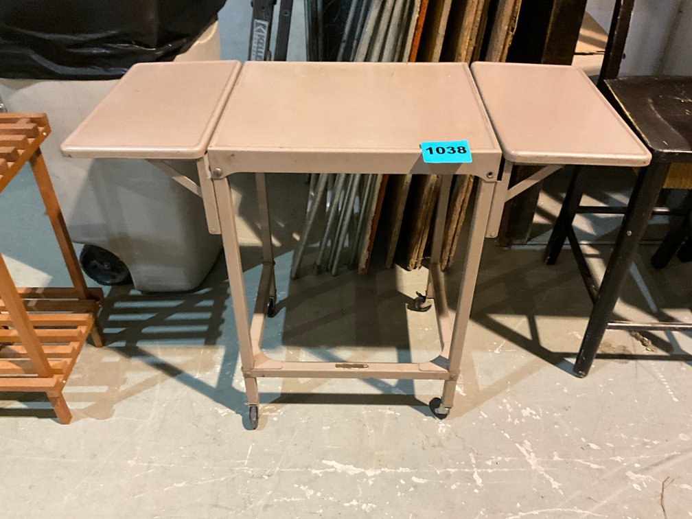 Vintage Metal Drop-Leaf Type Writer Table