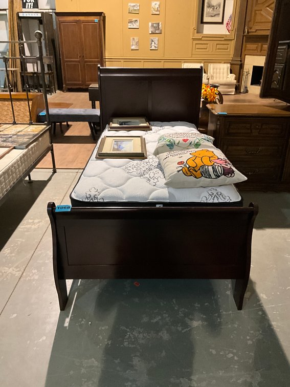Twin Espresso Sleigh-Style Bed 