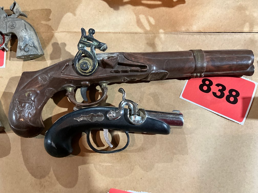 Brown Plastic Flint Lock Toy Pistol & Cigarette Lighter 
