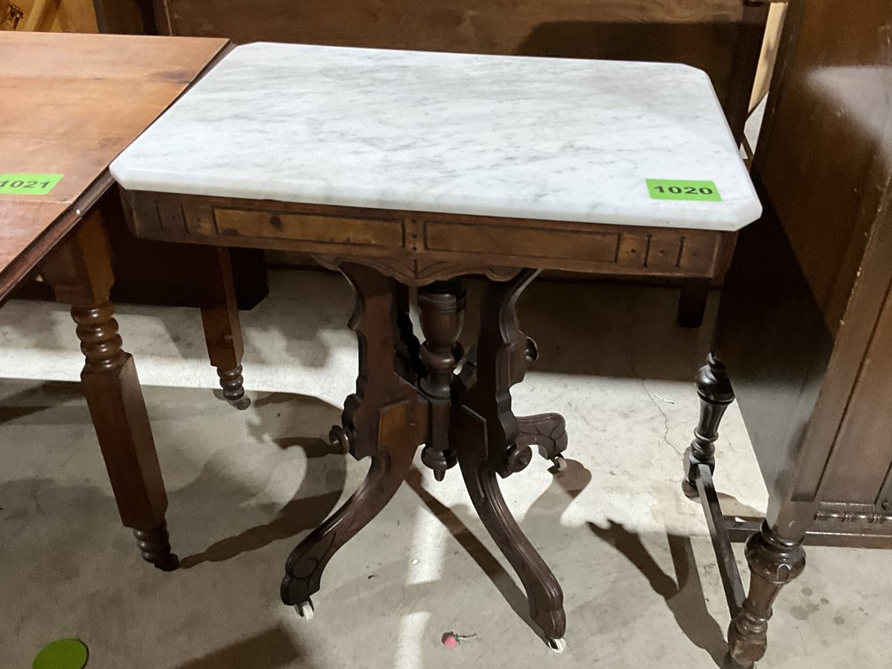 Victorian Mahogany Marble Top Table 