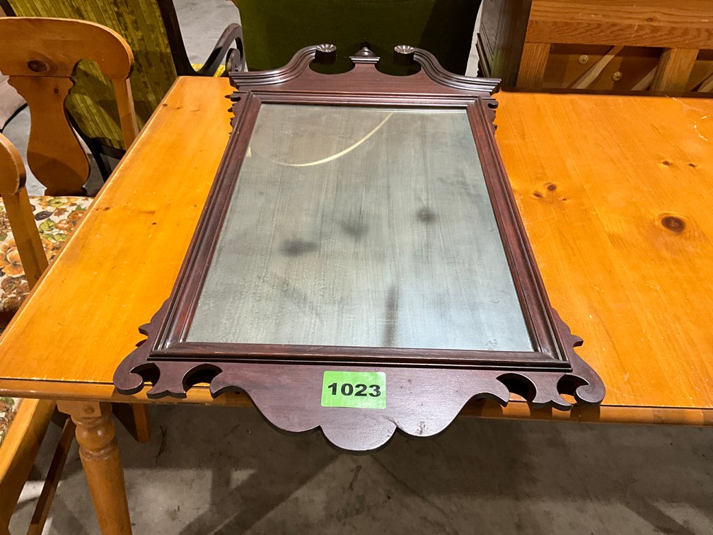 Antique Wall Hung Mahogany Mirror 