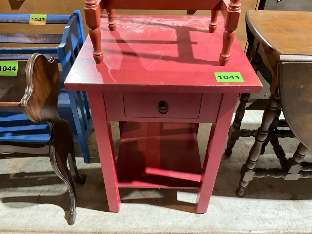 Red Painted Side Table 
