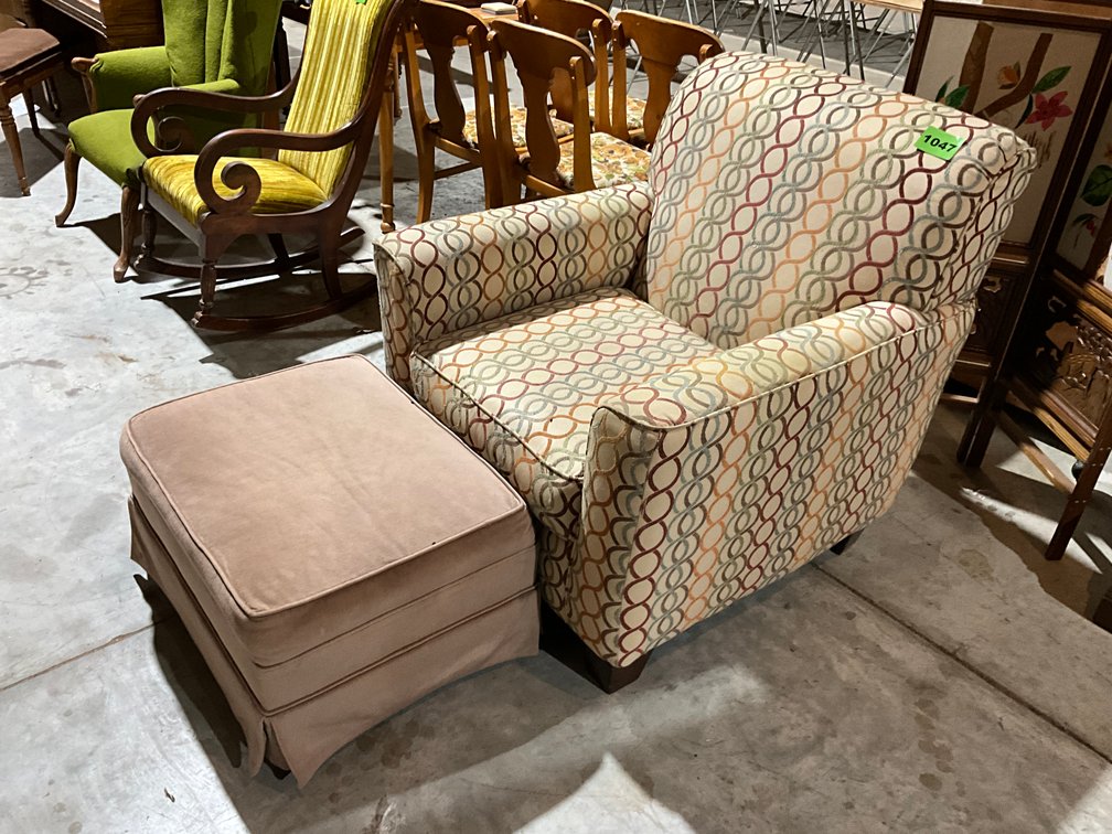 Stuffed Chair & Non Matching Ottoman 
