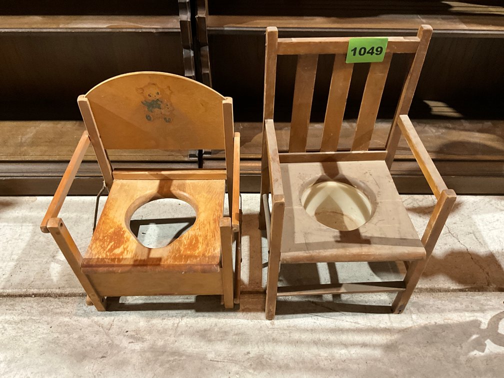 2 Childs Wooden Potty Chairs 