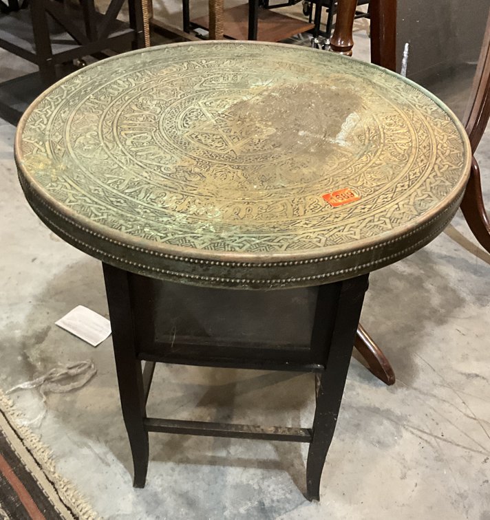 Brass Covered Top Display Table 