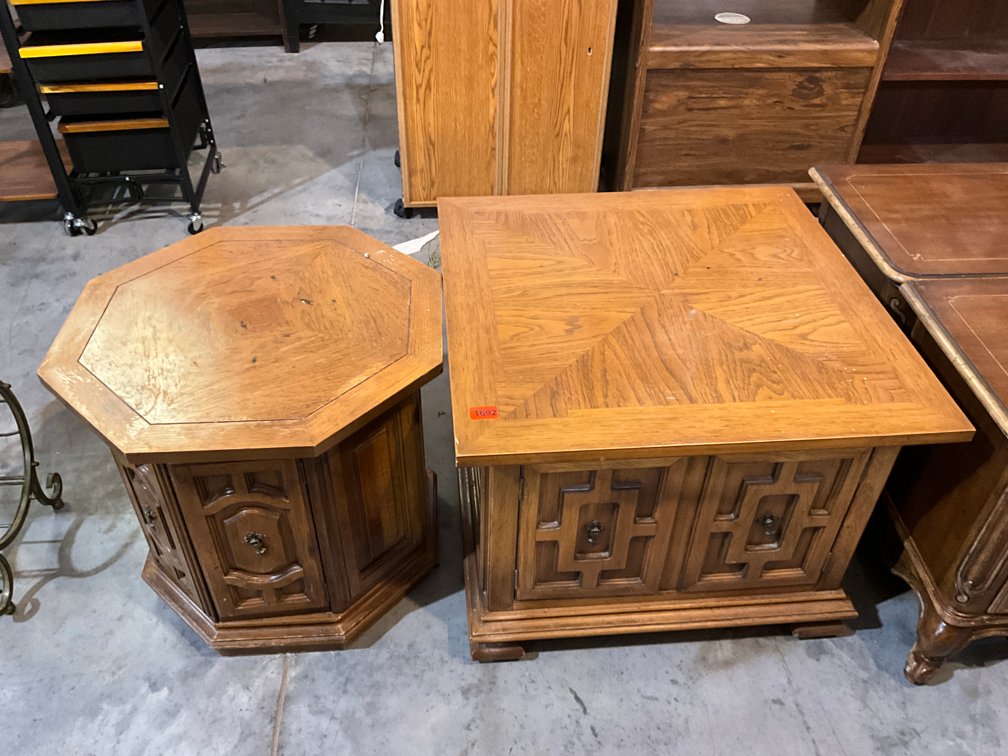Oak Finish Lamp Table & Oak Finish Table