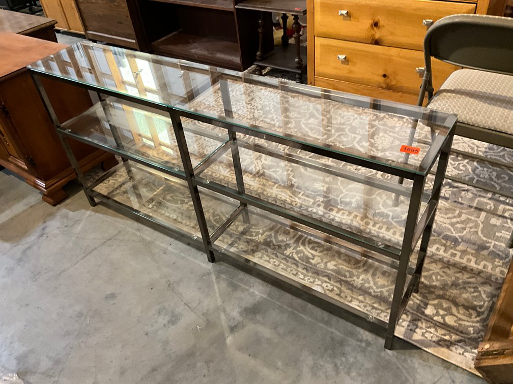Metal Frame Glass Shelves Bookcase 