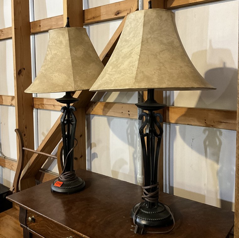 Pair Iron Lamps