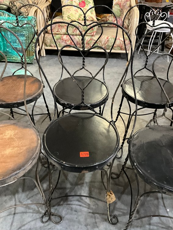 Two Rod Iron Ice Cream Parlor Chairs 