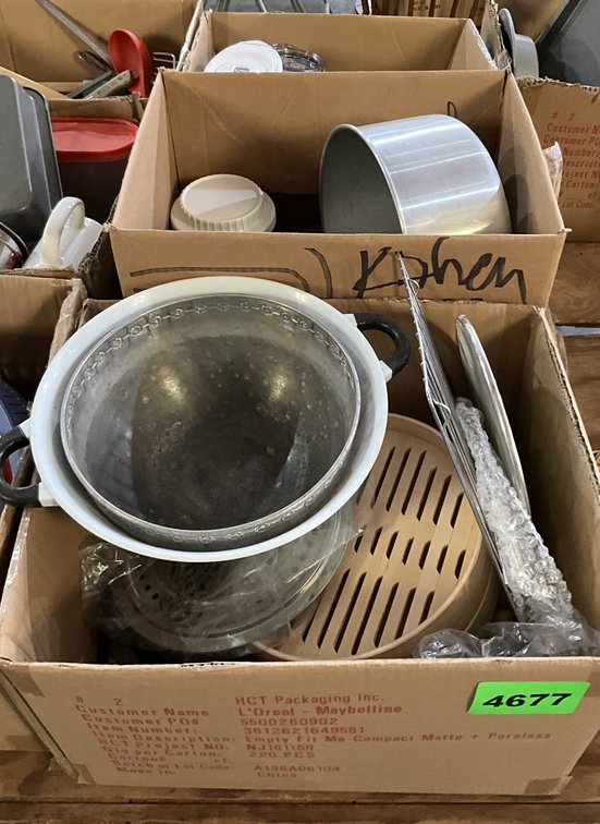 3 Boxes & Contents - Coffee Cups, Strainers, Etc.