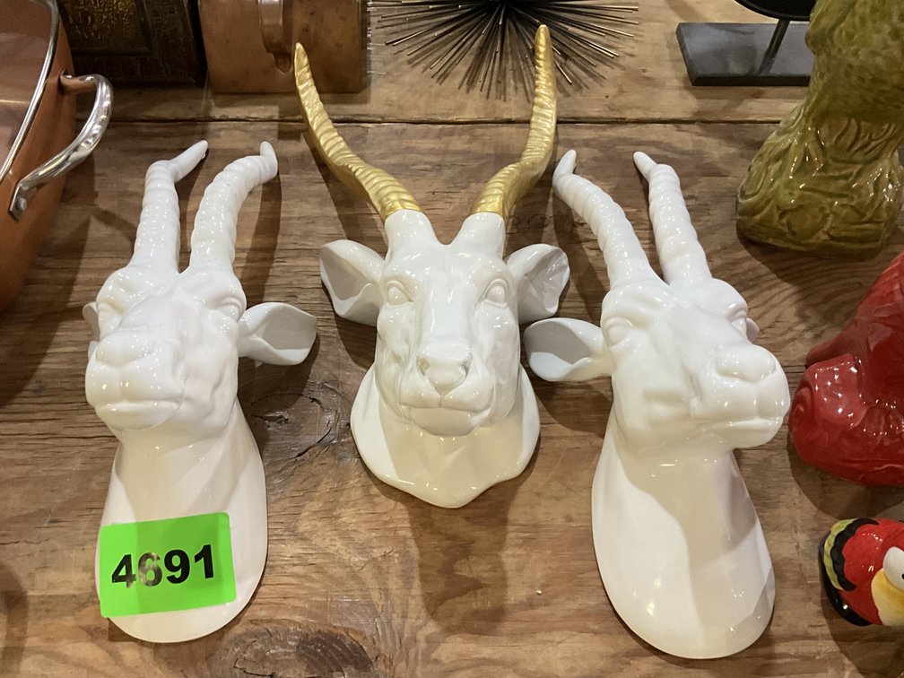 3 Horned Goat Wall Plaques 