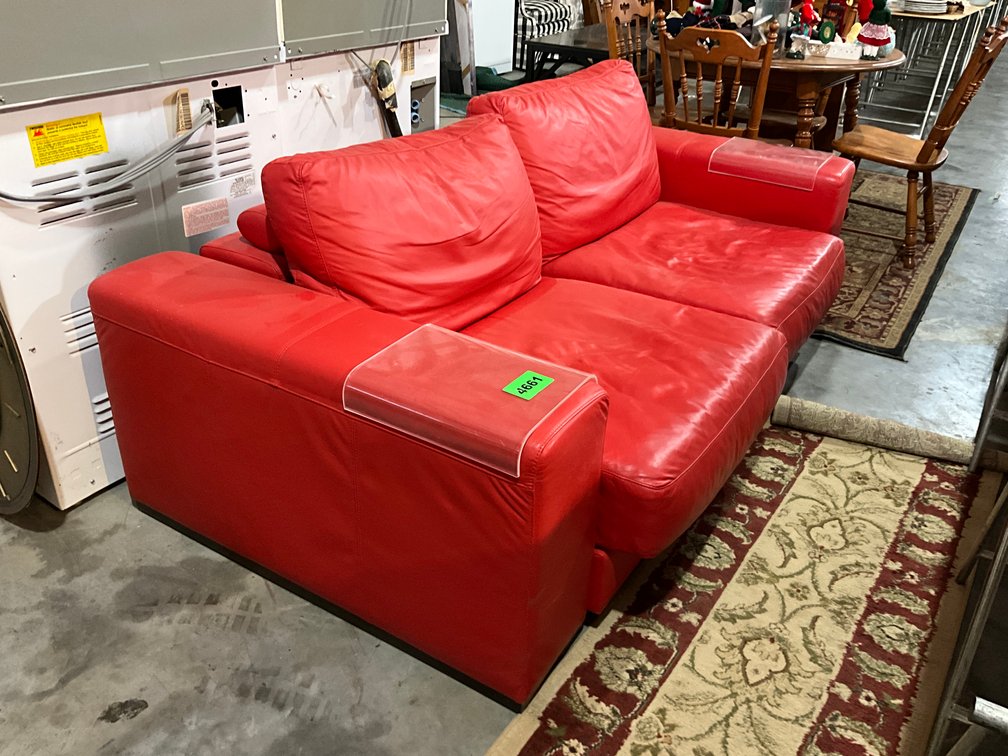 Red Leather Sofa 82"X40"