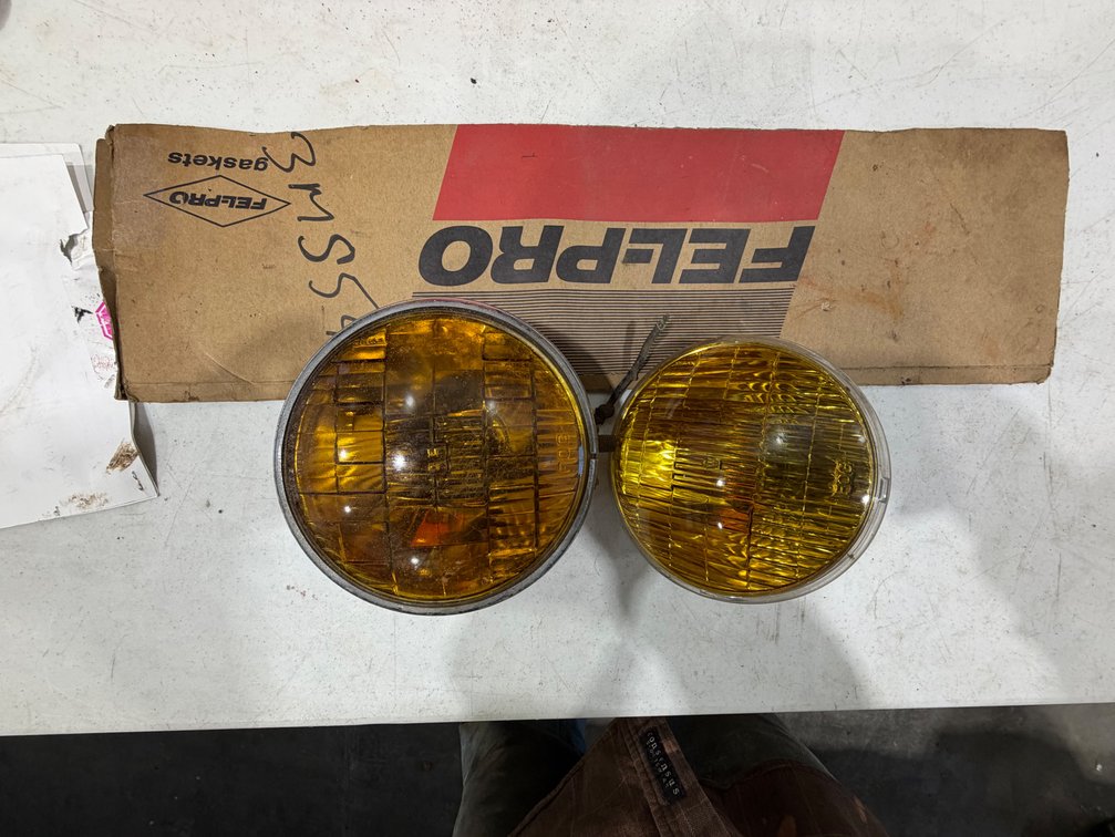 New Old Stock Ford 601-800-2000 Engine Manifold Gaskets & 600-NAA Dietz Ampere Chrome Fog Light with Extra Lamp - Item Location: Joel's Tractors & Auction - Strawberry Pt, IA.