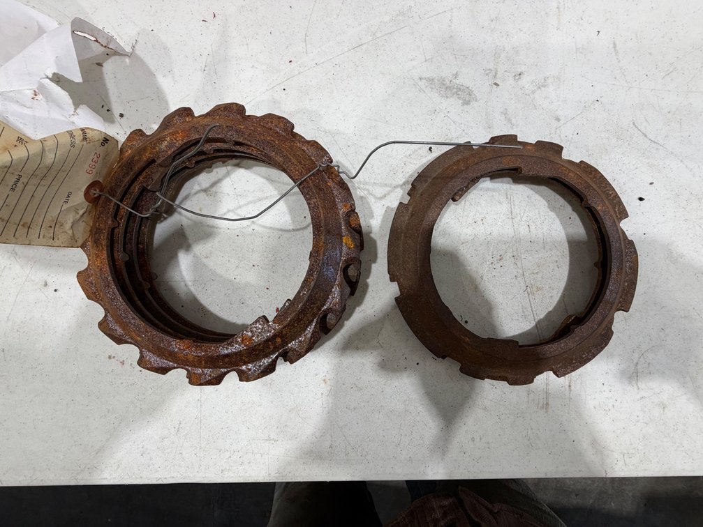 6 Cast-Iron Seed Planter Plates - Item Location: Joel's Tractors & Auction  - Strawberry Pt, IA