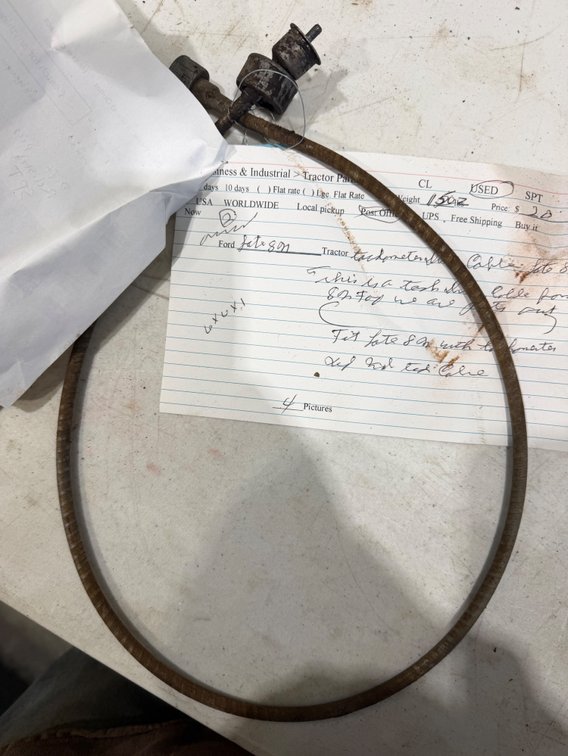Original Late 8N Ford Tractor Tachometer Drive Cable, New Old Stock 8N, NAA, 600, 800, 900 Ignition Kit & New Old Stock 9N, IHC H, M, others Push-Button Switch - Item Location: Joel's Tractors & Auction - Strawberry Pt, IA