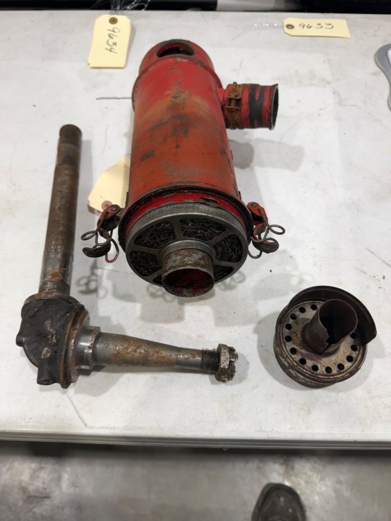 Original Late 8N Ford Tractor Engine Air Cleaner, 8N-9N-2N Oil Fill Cup & 2N-9N Left Front Spindle - Item Location: Joel's Tractors & Auction - Strawberry Pt, IA