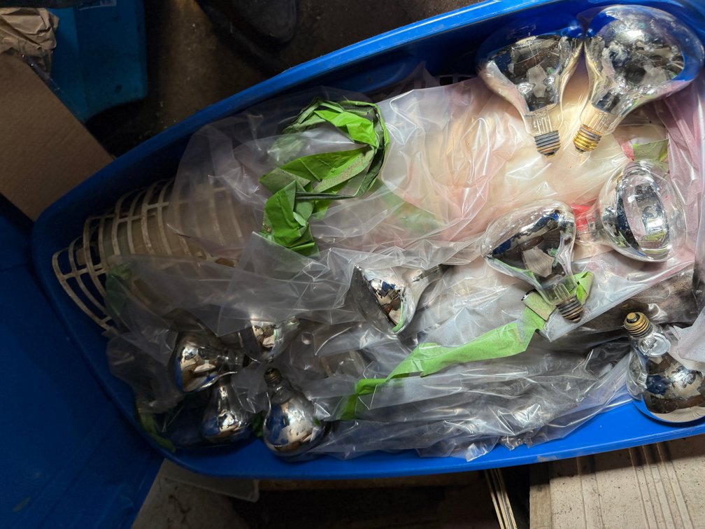 Tote of 20 Heat Lamps - Item Location: Farrowing Building – Medication Room – 7826 E Ave, Arlington, Iowa 50606