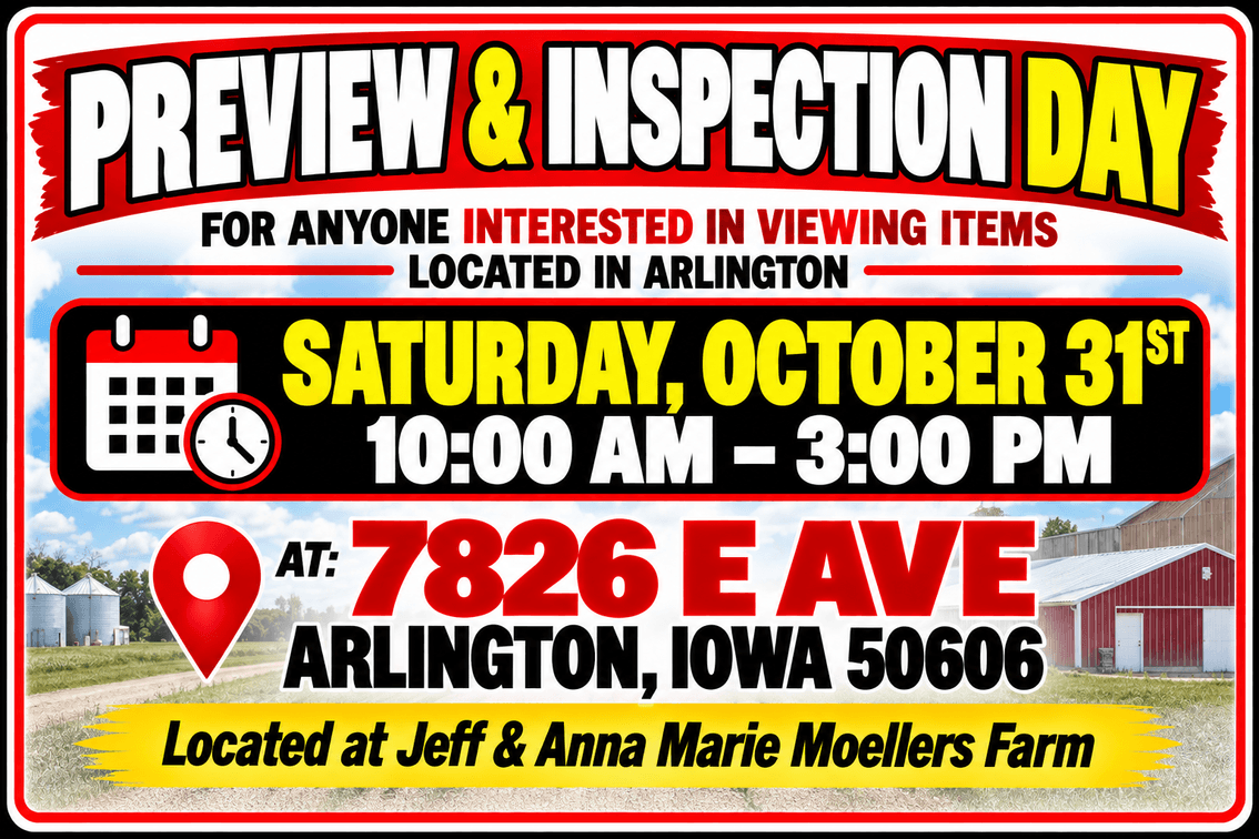 Open House: Preview and Inspect Items Located in Arlington on Saturday, October 31, 2026 from 10AM-3PM