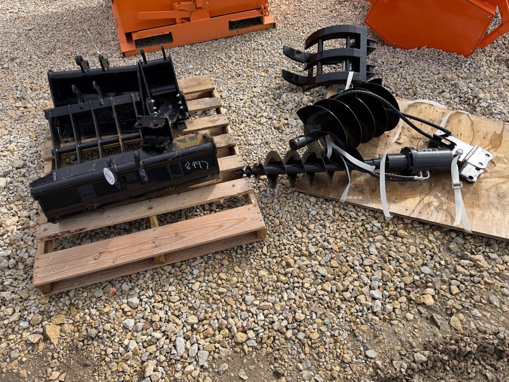 Nine piece mini excavator attachment set