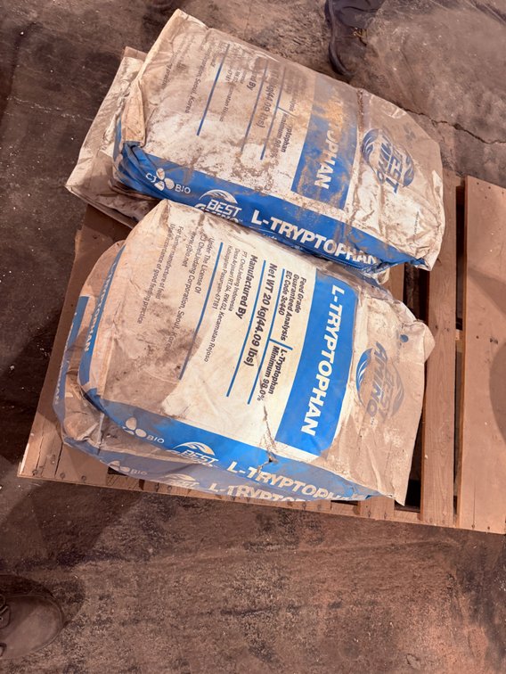 4-44-Lb Bags of Tryptophan -  Item Location: Machine Shed – 7826 E Ave, Arlington, Iowa 50606