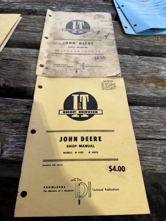 2-Books: JD 40, 320, 330, 420, 430, 440, 435, 4401 D - Item Location: Machine Shed – 7826 E Ave, Arlington, Iowa 50606