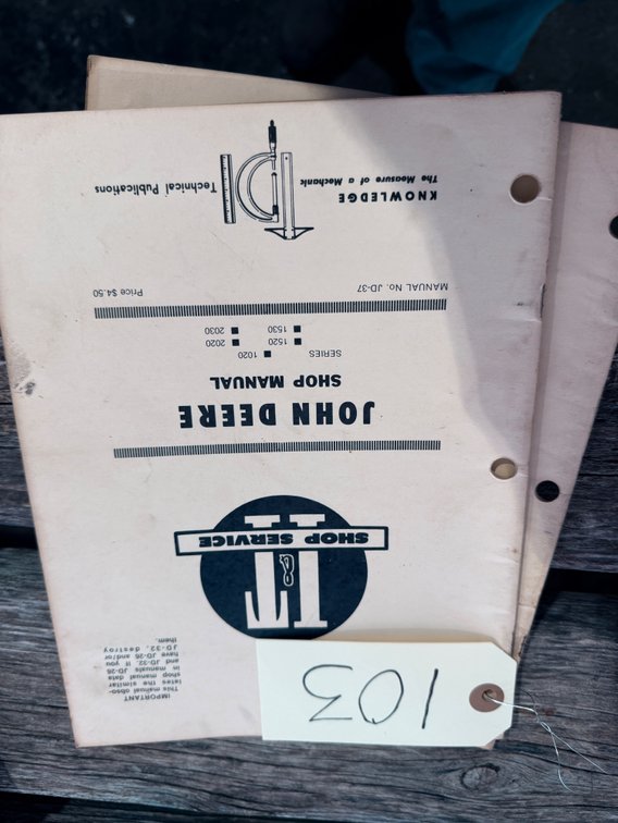 John Deere 2640, 2630, 2440,1020,1520, 2020, 2030 - 2 Books - Item Location: Machine Shed – 7826 E Ave, Arlington, Iowa 50606
