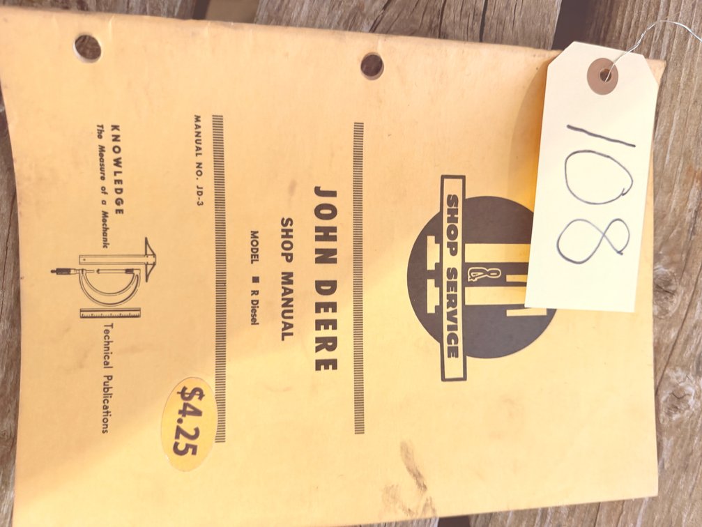 JD R Diesel I & T Manual - Item Location: Machine Shed – 7826 E Ave, Arlington, Iowa 50606