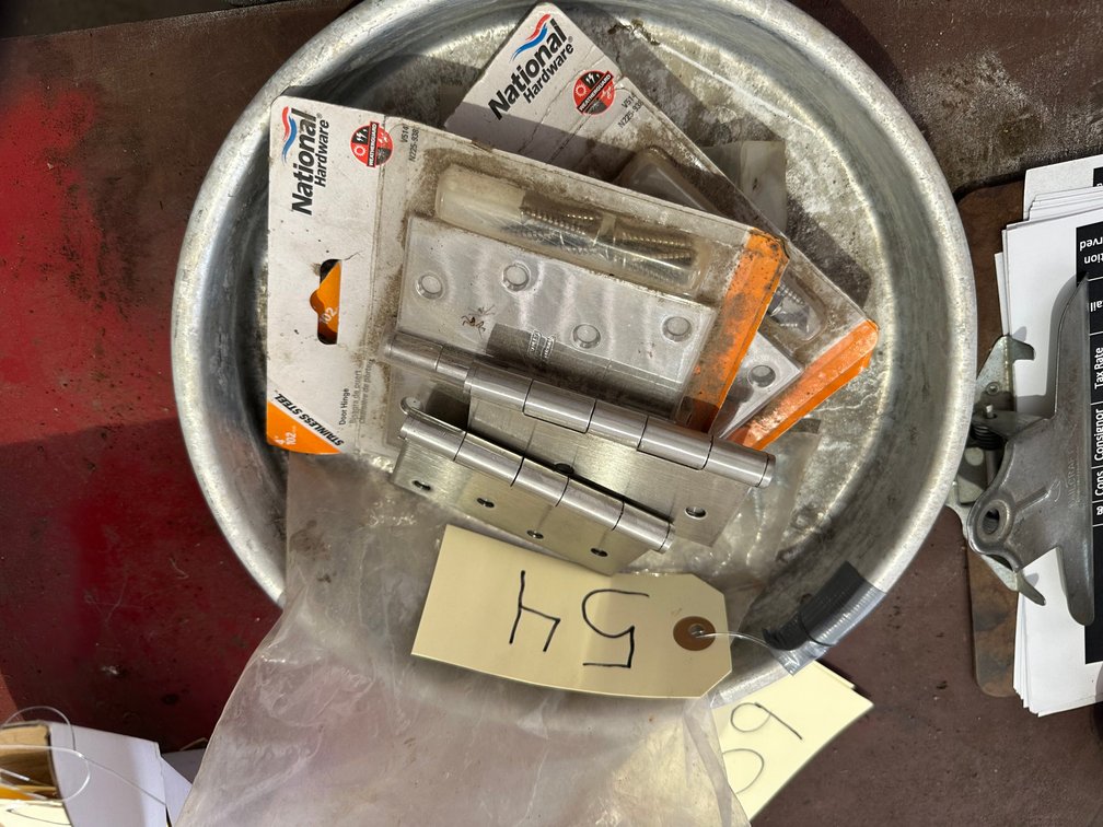 Stainless Steel Door Hinges - Unused - Container Lot - Item Location: Machine Shed – 7826 E Ave, Arlington, Iowa 50606