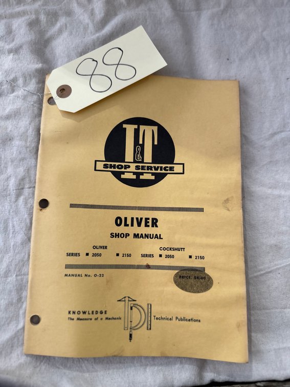 Oliver & Cockshutt I&T Shop Service Manual – 2050 & 2150 -  Item Location: Machine Shed – 7826 E Ave, Arlington, Iowa 50606