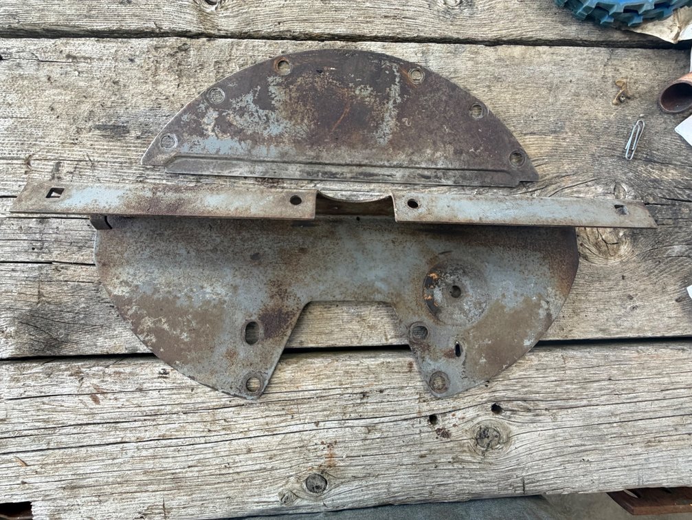 Ferguson TO30 Gas support Bracket & TO20-TO30 Flywheel Dust Cover -  Item Location: Joel's Tractors and Auction, LLC-33587 Hwy. 13 -Strawberry Point - IA - 52076