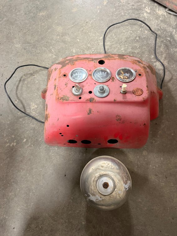 Original Massey Harris 33 Tractor Dash Assembly and Massey Harris 33 Tractor Air Cleaner Bowl - Item Location: Joel's Tractors and Auction, LLC-33587 Hwy. 13 -Strawberry Point - IA - 52076