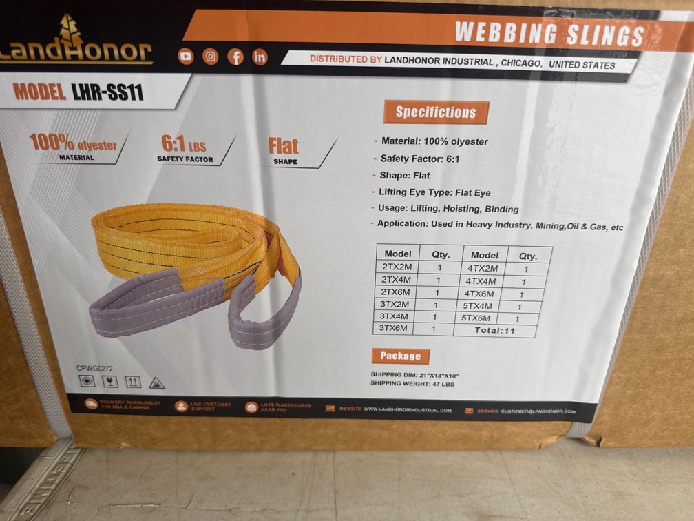 Box of 11 assorted lifting slings