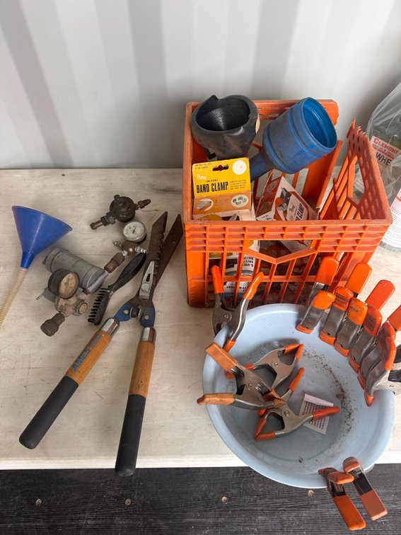 Miscellaneous tools, funnels, clamps