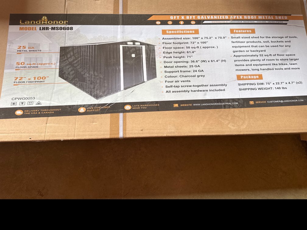 Complete kit 6‘ x 8‘ metal shed