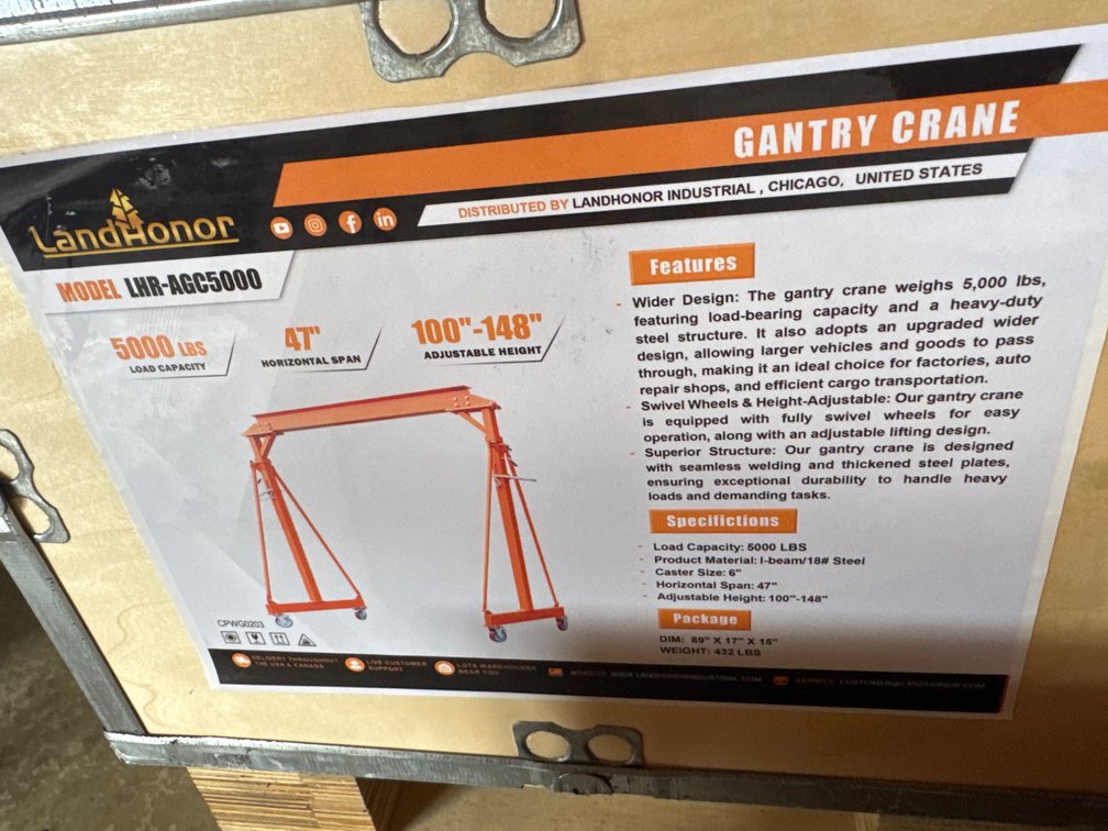 5000 pound rolling Gantry crane
