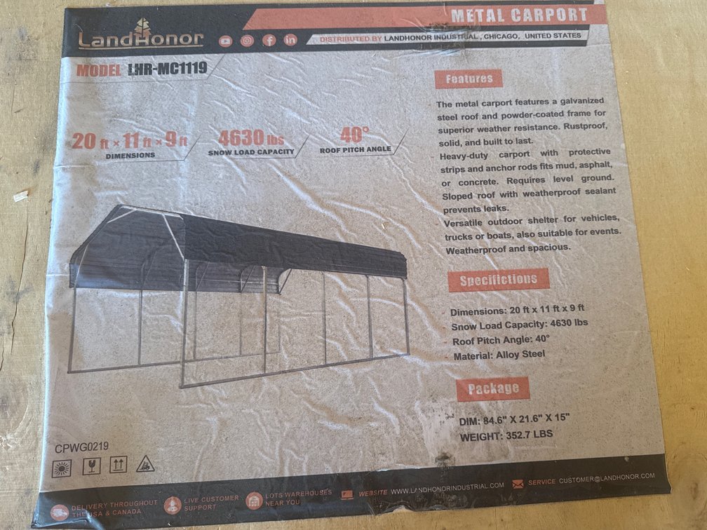 11x9x20 metal carport kit