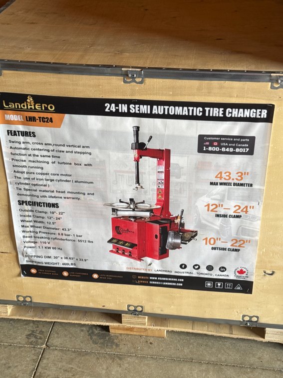 24 inch tire changer specs on photo