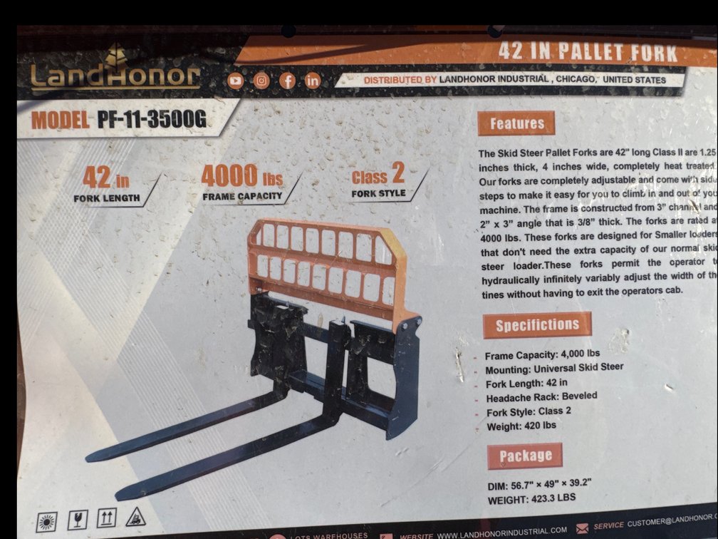 Quick attach pallet forks – 42 inch forks