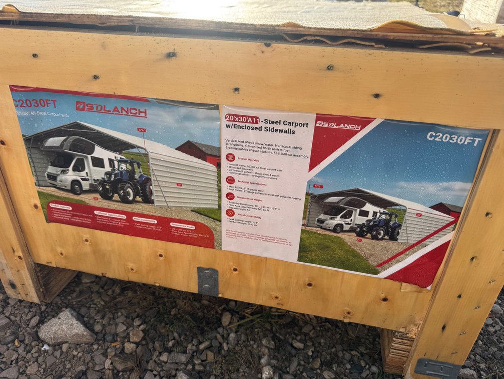 New 20x30 steel carport w/enclosed walls