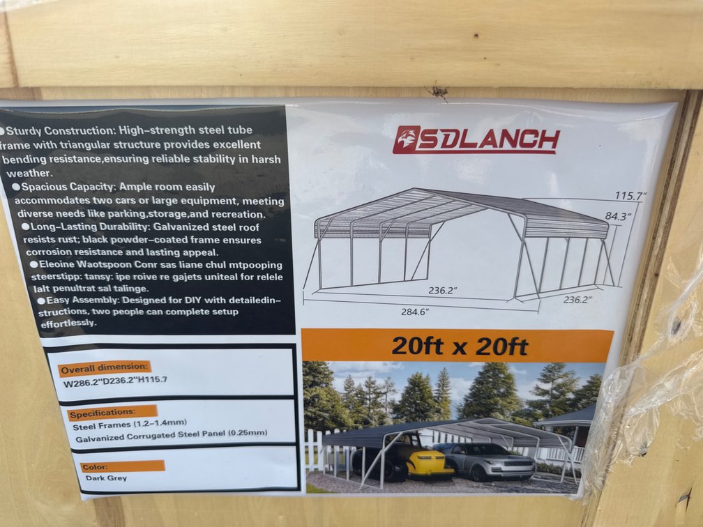New 20x20 carport