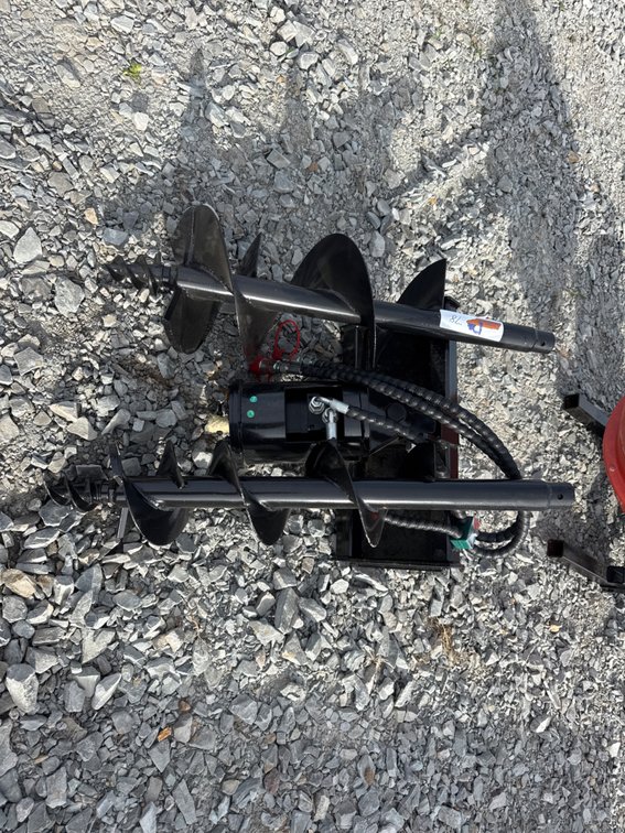 Mini skid steer post hole digger with 2 augers