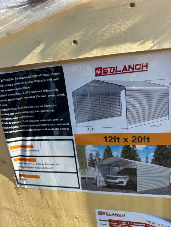 New SD Launch 12x20 carport