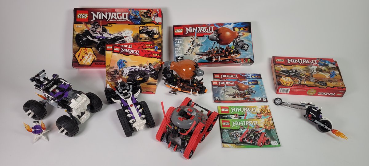 Three retired LEGO Ninjago vehicles