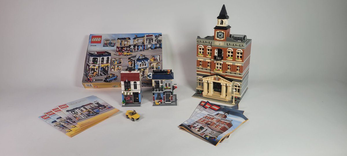 Lego Creator Bike Shop and Cafe 31026 and Lego Creator Expert Town Hall 10224